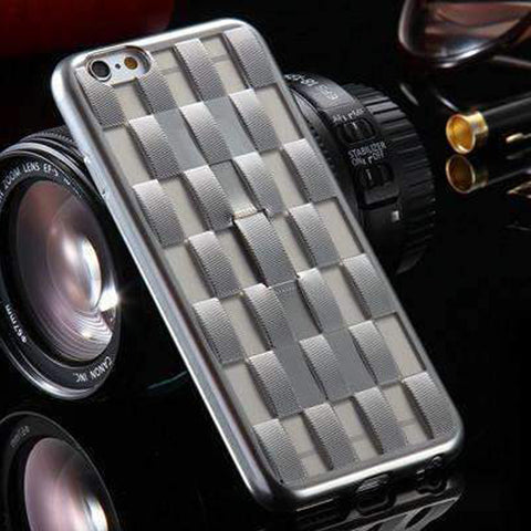 Case For iPhone 6 6s Plus Luxury 3D Weave Pattern Stand Holder Thin Phone