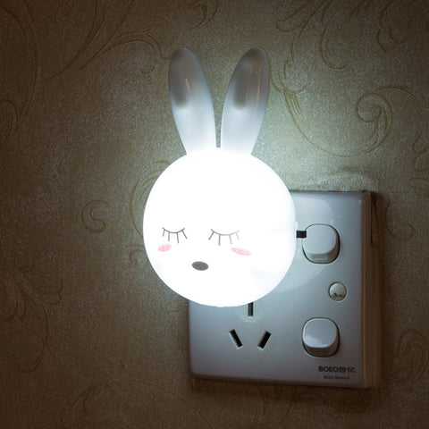 Cartoon Rabbit LED Night Light AC110 220V Switch Wall Night Lamp With US Plug Gifts For Kid/Baby/Children Bedroom Bedside Lamp