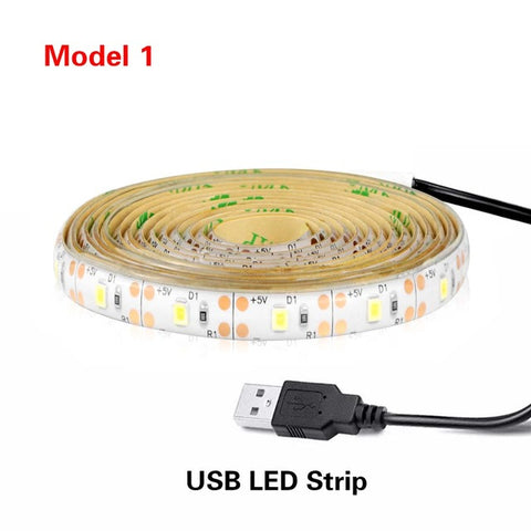 LED Under Cabinet light LED Strip led Lamp with Wireless PIR Motion Sensor USB Port light Closet Stairs Wardrobe Bed Side Light