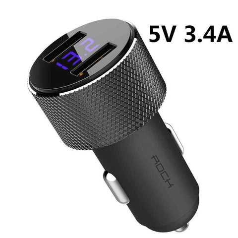 IcoolGadgets 5V 3.4A Metal Dual USB Car Charger Digital Display For iPhone X 8 XS MAX 7 Xiaomi Samsung Fast Charging Voltage Monitoring